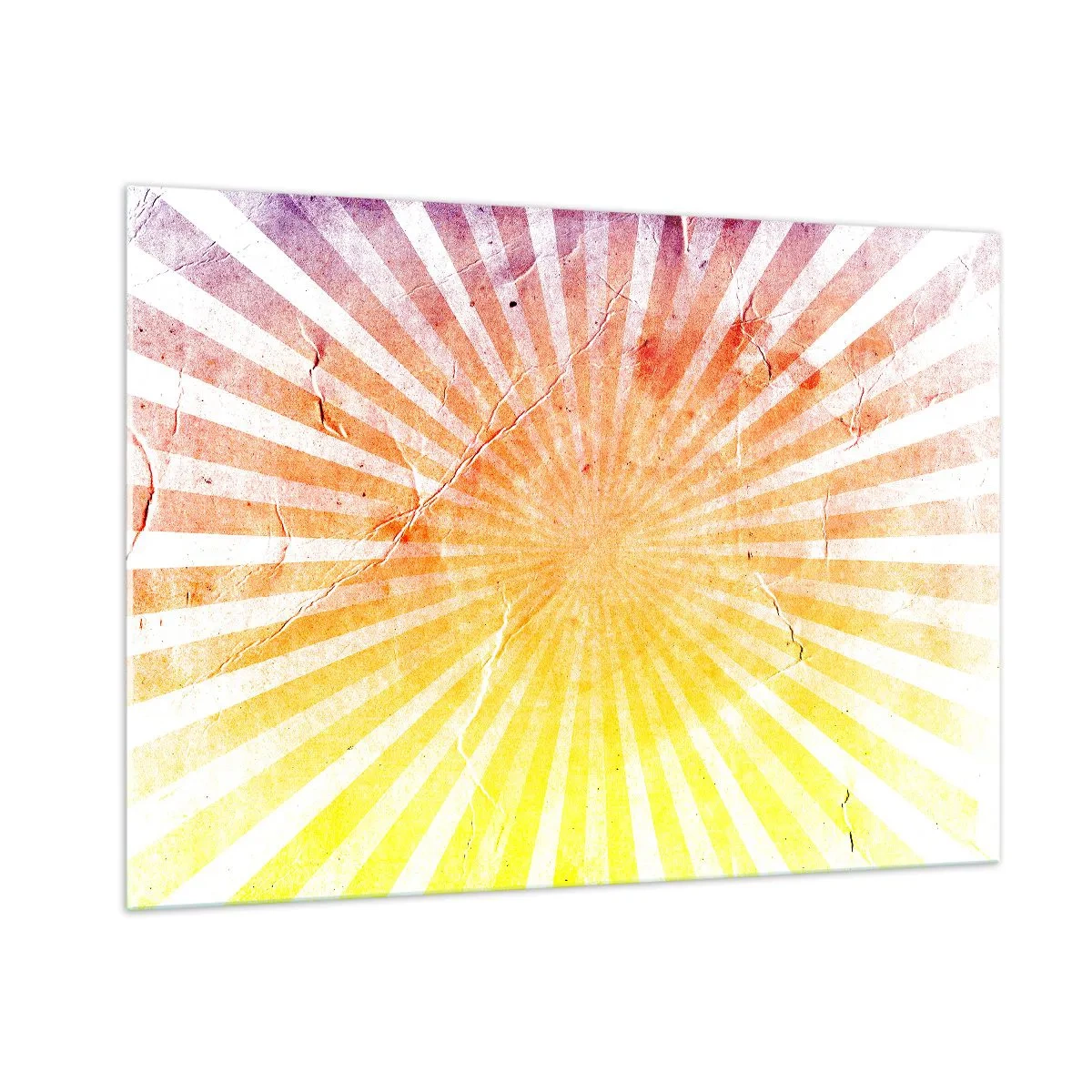 Quadro su vetro - Raggi del sole nascente o tramontante in stile retrò - 100x70cm - Albe e tramonti - Decorazione murale moderna per soggiorno e camera da letto ARTTOR