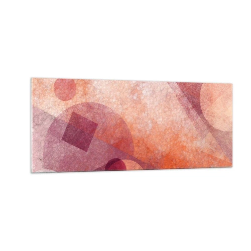 Quadro su vetro - Trasformazioni geometriche in rosa - 100x40 cm