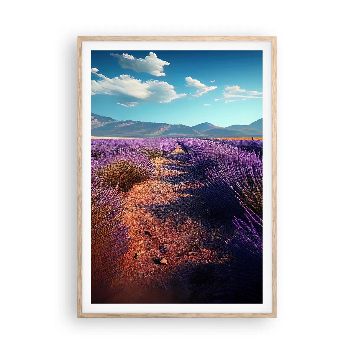 Poster in cornice rovere chiaro - Campi profumati - 70x100 cm