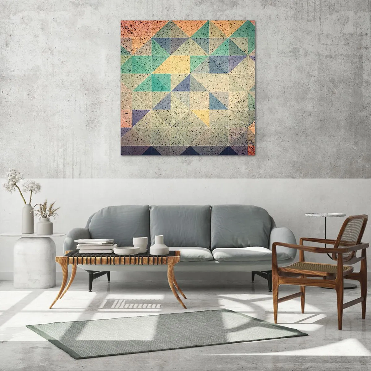 Quadro su vetro - La repubblica dei triangoli - 40x40 cm