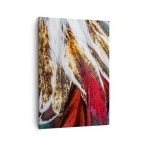 Quadro su tela - Stampe su Tela - Primo piano di piume multicolori dai colori vivaci e intensi - 50x70cm - I misteri del volo - Decorazione murale moderna per soggiorno e camera da letto ARTTOR