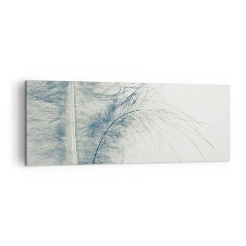 Quadro su tela - Stampe su Tela - Una piuma delicata in tonalità pastello su uno sfondo chiaro - 140x50cm - Il sussurro della natura - Decorazione murale moderna per soggiorno e camera da letto ARTTOR