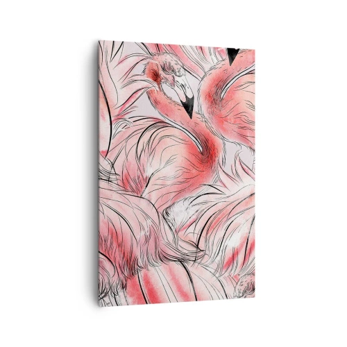 Quadro su tela - Stampe su Tela - Delicati disegni di fenicotteri rosa - 80x120cm - Corpo di ballo alato - Decorazione murale moderna per soggiorno e camera da letto ARTTOR