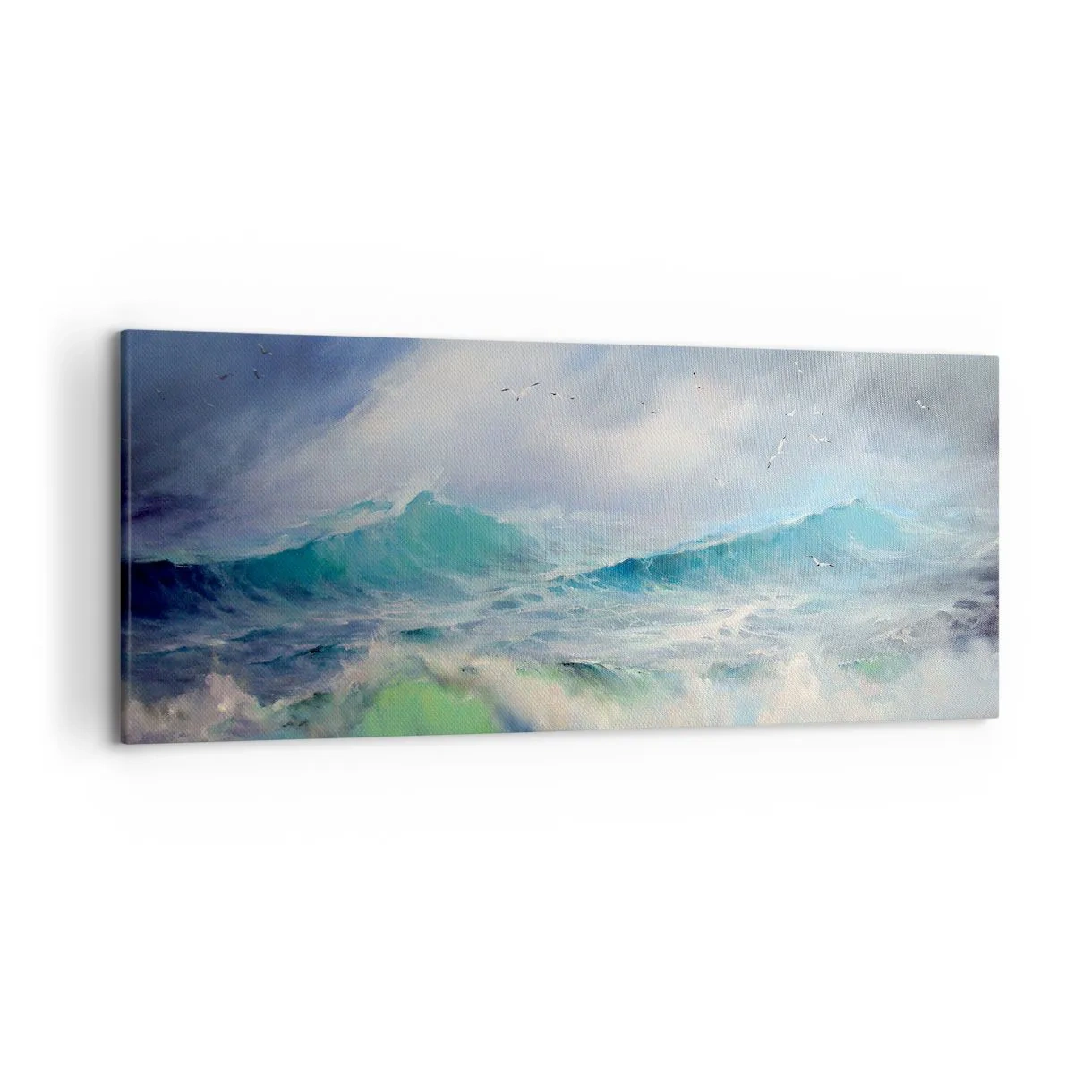 Quadro su tela - Stampe su Tela - Onde violente sull'oceano - 120x50cm - Il turbine ululò di trionfo... - Decorazione murale moderna per soggiorno e camera da letto ARTTOR