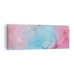 Quadro su tela - Stampe su Tela - Motivi pastello astratti con accenti dorati - 140x50cm - Incontro e compenetrazione - Decorazione murale moderna per soggiorno e camera da letto ARTTOR