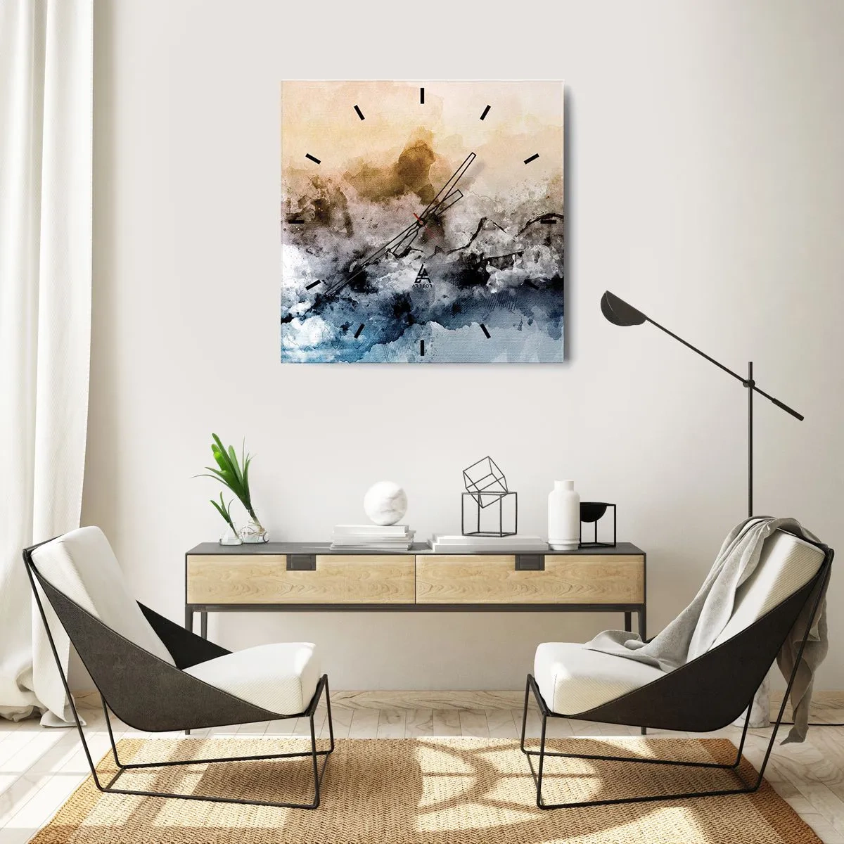 Orologio da parete - Orologio in Vetro - Immersi in una nuvola di nebbia - 40x40 cm