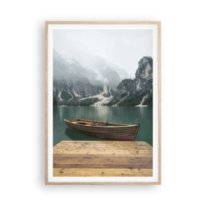 Poster in cornice rovere chiaro - E attorno le fiere rocce - 70x100 cm