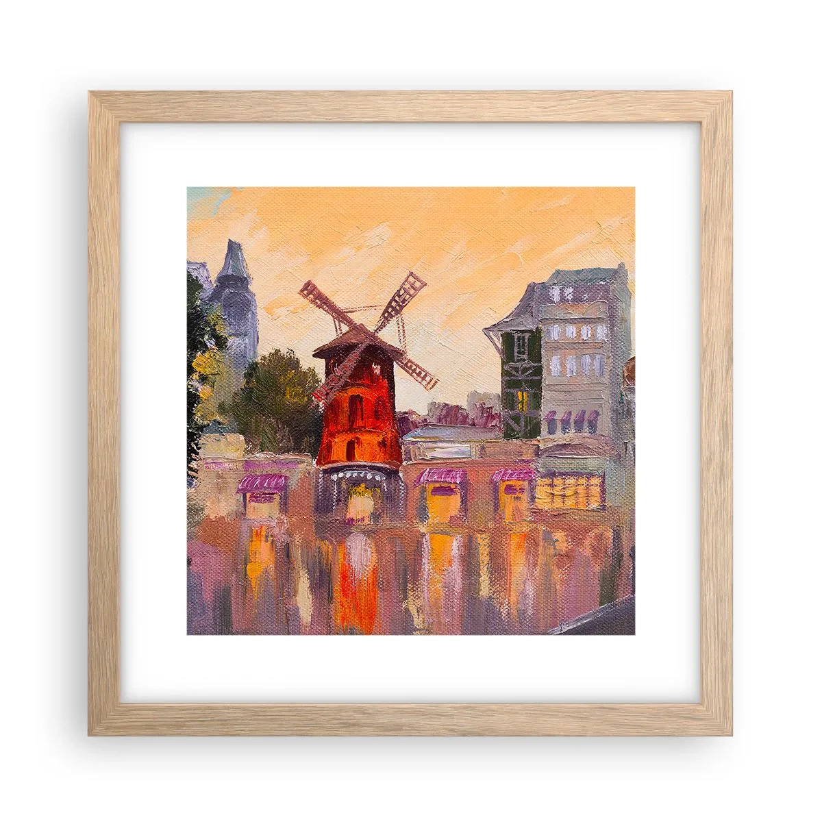 Poster in cornice rovere chiaro - Le icone di Parigi: il Moulin Rouge - 30x30 cm