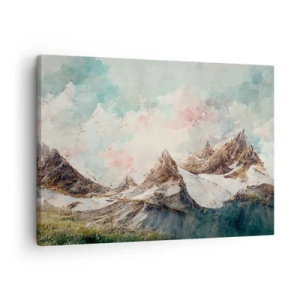 Quadro su tela - Stampe su Tela - Montagne pittoresche con cieli pastello - 70x50cm - Lame di roccia - Decorazione murale moderna per soggiorno e camera da letto ARTTOR