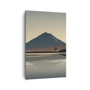 Quadro su tela - Stampe su Tela - Paesaggio montano minimalista con riflesso nell'acqua - 80x120cm - Immagine speculare - Decorazione murale moderna per soggiorno e camera da letto ARTTOR