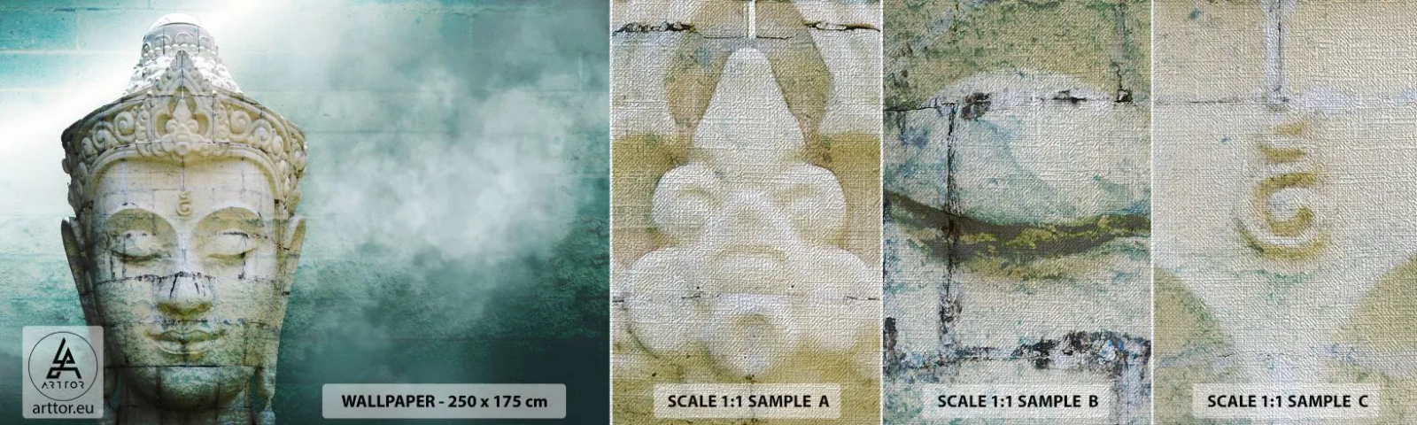 Campione di Fotomurale Premium Canvas - Cercando la luce - Budda, statua di Buddha, Asia - 100x30 cm