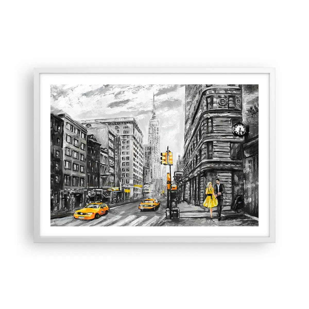 Poster in cornice bianca - Racconto di New York - 70x50 cm