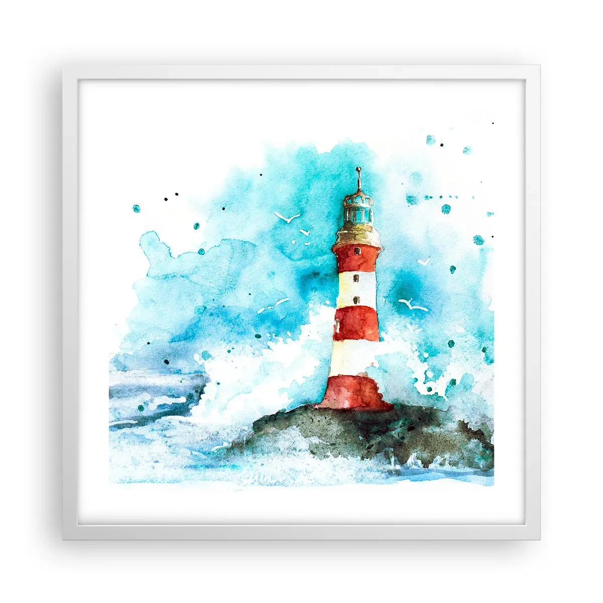 Poster in cornice bianca - L'unità dei quattro elementi - 50x50 cm