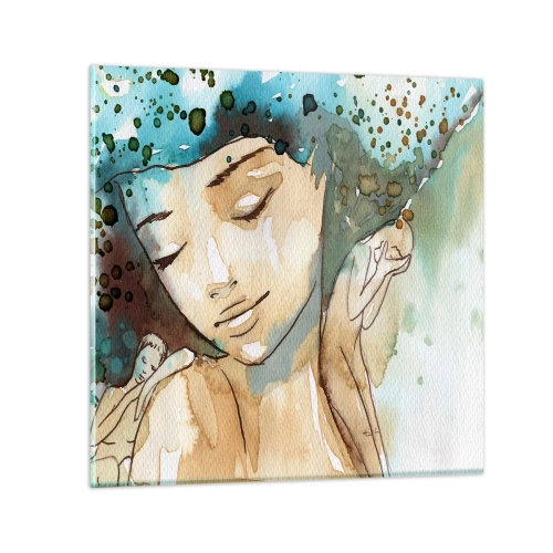 Quadro su vetro - Lady in blue - 40x40 cm