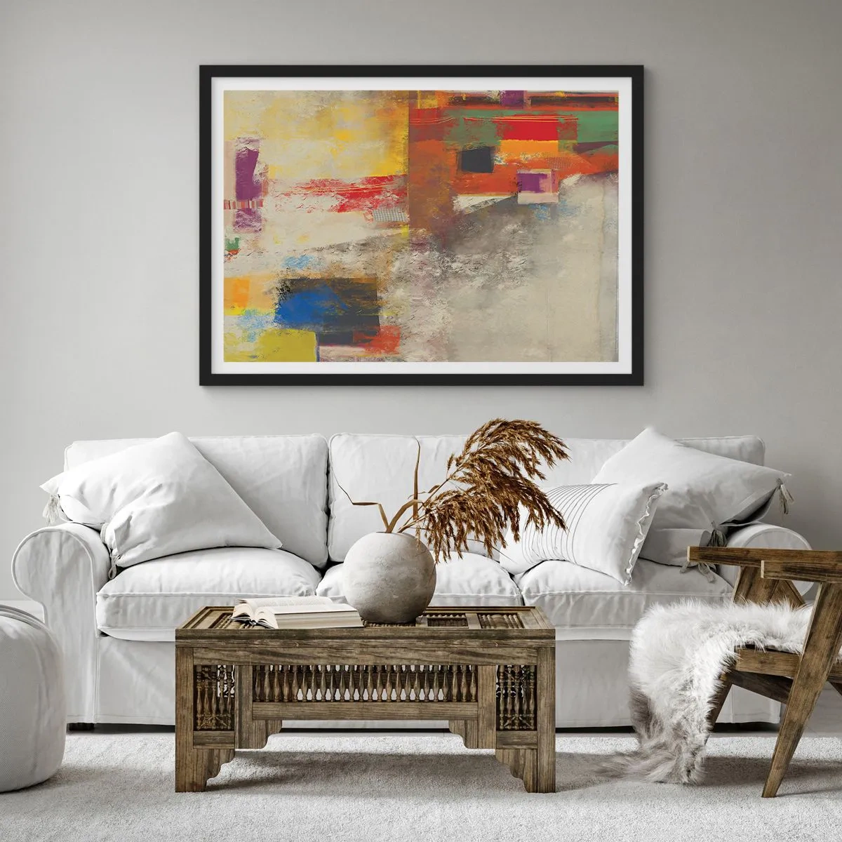 Poster in cornice nera - Geometria dei colori - 40x30 cm