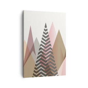 Quadro su tela - Stampe su Tela - Montagne geometriche colorate in tonalità pastello - 50x70cm - Vista piramidale - Decorazione murale moderna per soggiorno e camera da letto ARTTOR