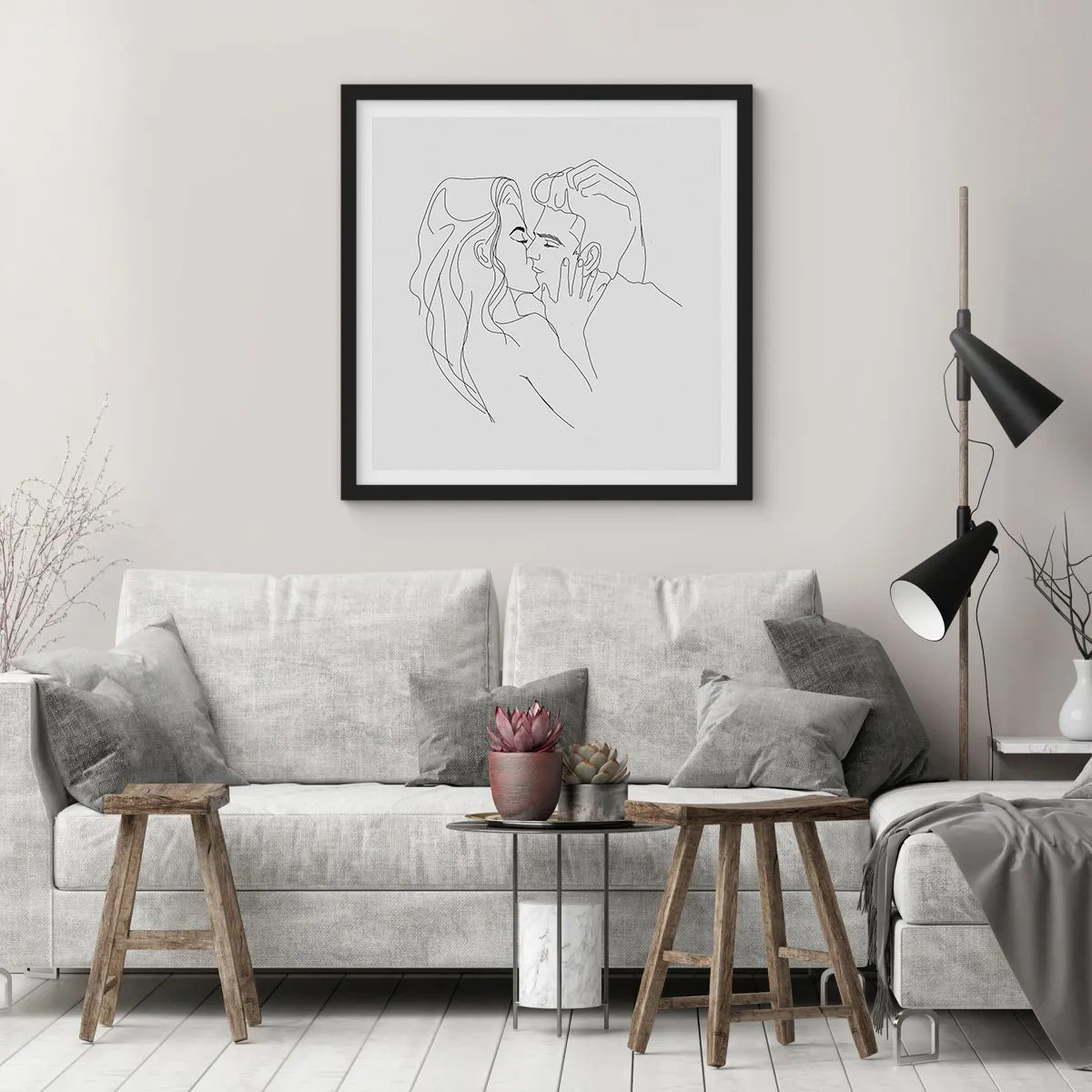 Poster in cornice nera - La stessa linea - 40x40 cm