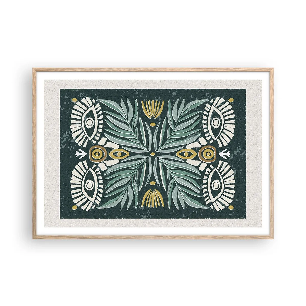 Poster in cornice rovere chiaro - Geometrie di arte popolare - 100x70 cm