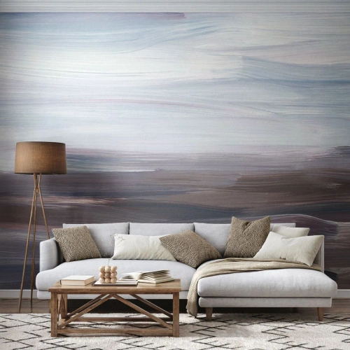 Fotomurali Premium Sand - Una composizione astratta di pennellate dai colori freddi. - 100x70cm - Gli elementi: l'acqua - Decorazione murale moderna per soggiorno e camera da letto ARTTOR