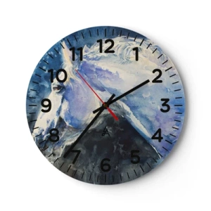 Orologio da parete - Orologio in Vetro - Ritratto in luce blu - 40x40 cm