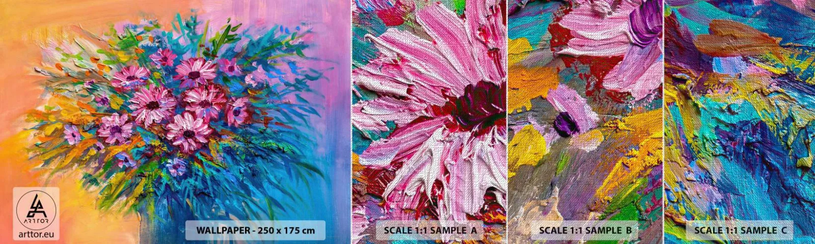 Campione di Fotomurale Premium Canvas - L'energia della vita - Fiori, Mazzo di fiori, Giardino - 100x30 cm