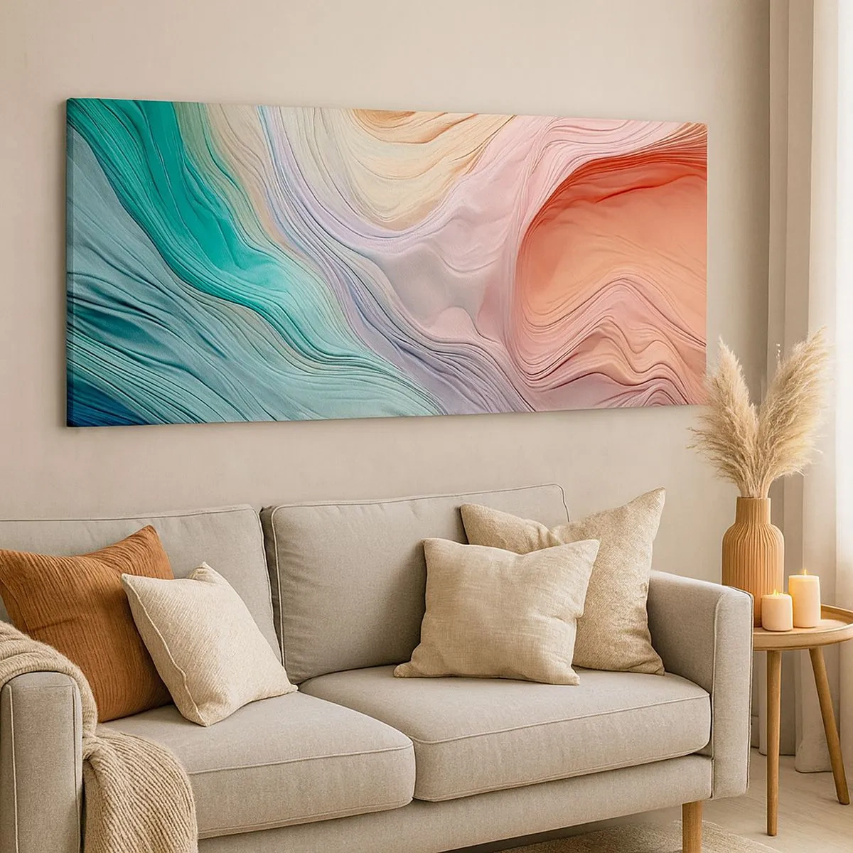 Quadro su tela - Stampe su Tela - Onda arcobaleno - 100x40 cm