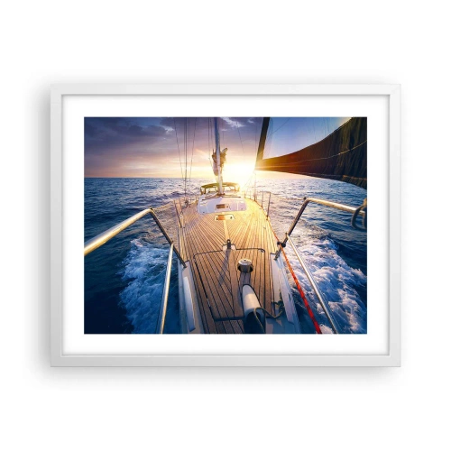 Poster in cornice bianca - Correndo sulle onde - 50x40 cm