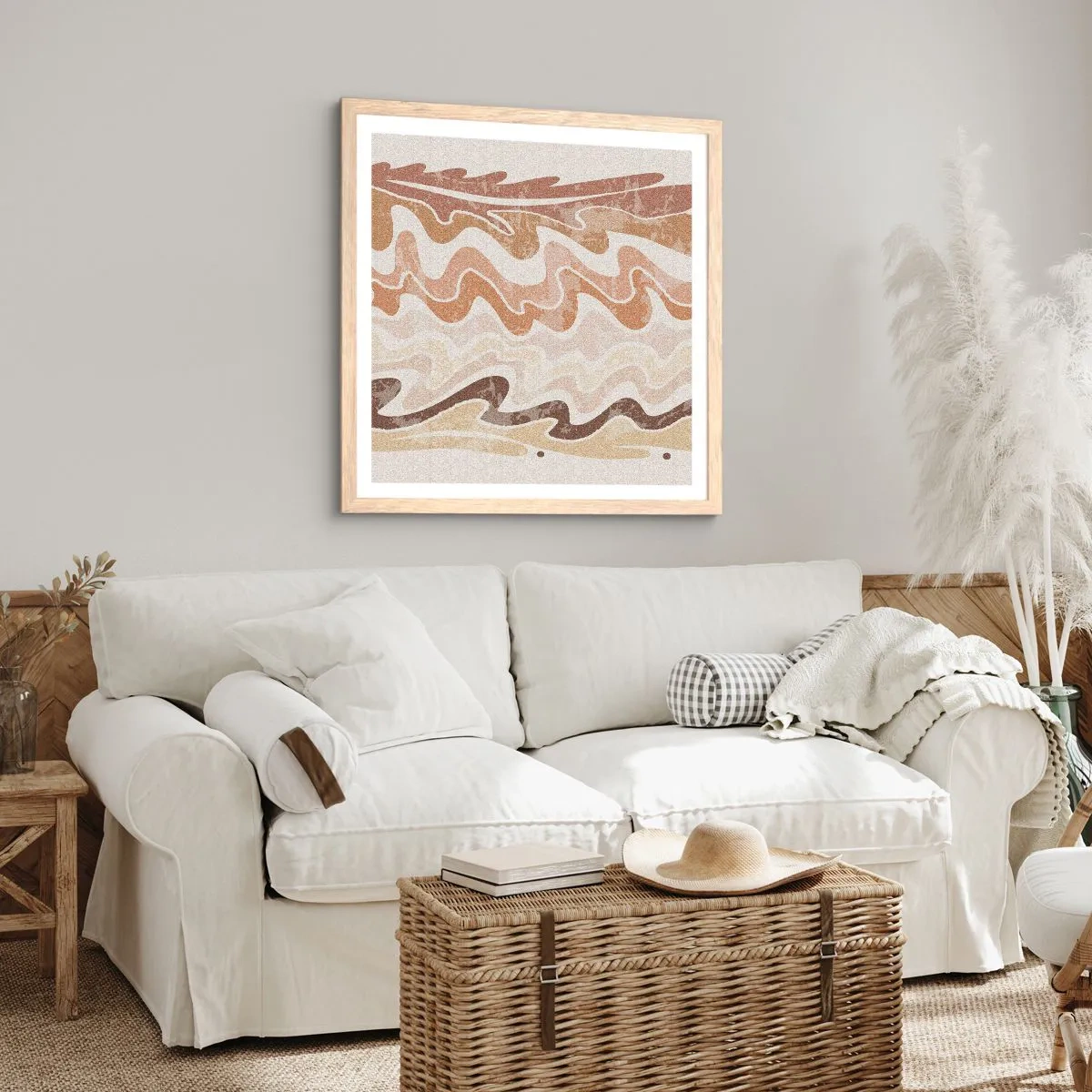 Poster in cornice rovere chiaro - Buona energia - buone emozioni - 40x40 cm