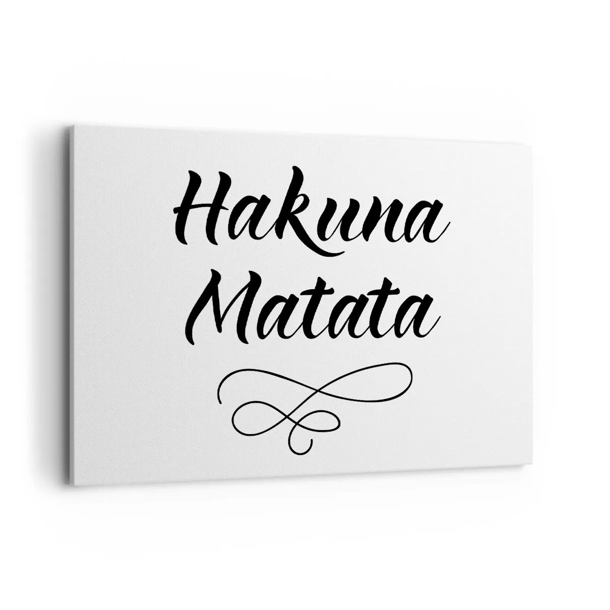 Quadro su tela - Stampe su Tela - Citazione di Hakuna Matata in un elegante carattere su sfondo bianco - 100x70cm - Il miglior consiglio - Decorazione murale moderna per soggiorno e camera da letto ARTTOR