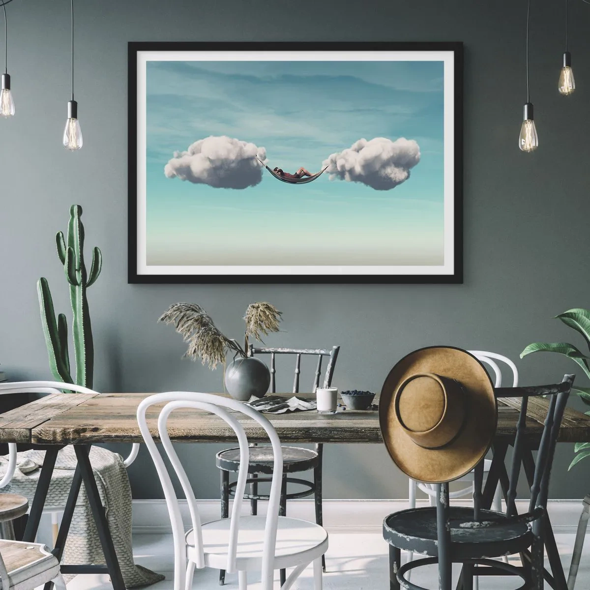 Poster in cornice nera - La felicità del momento - 50x40 cm