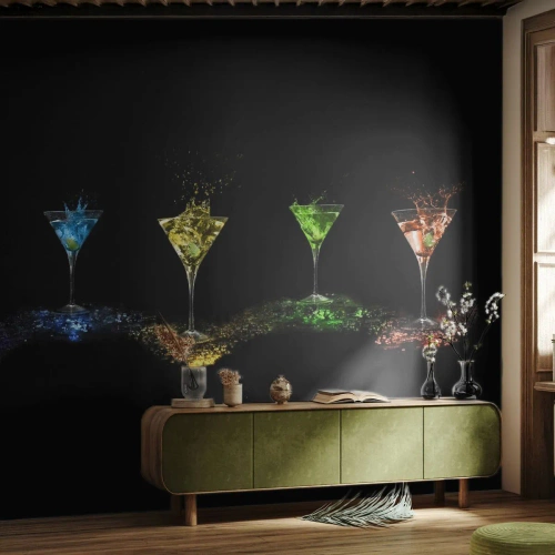 Fotomurali Autoadesivo Deluxe Sticker - I colori della gioia nel mondo dei cristalli - Gastronomia, Cocktail, Bevanda colorata - 300x210 cm