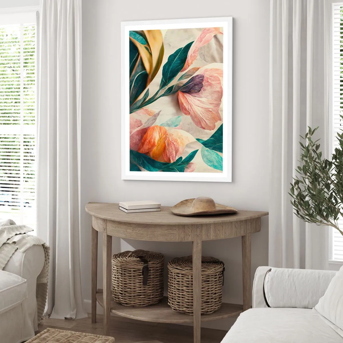 Poster in cornice bianca - I fiori delle isole del sud - 70x100 cm