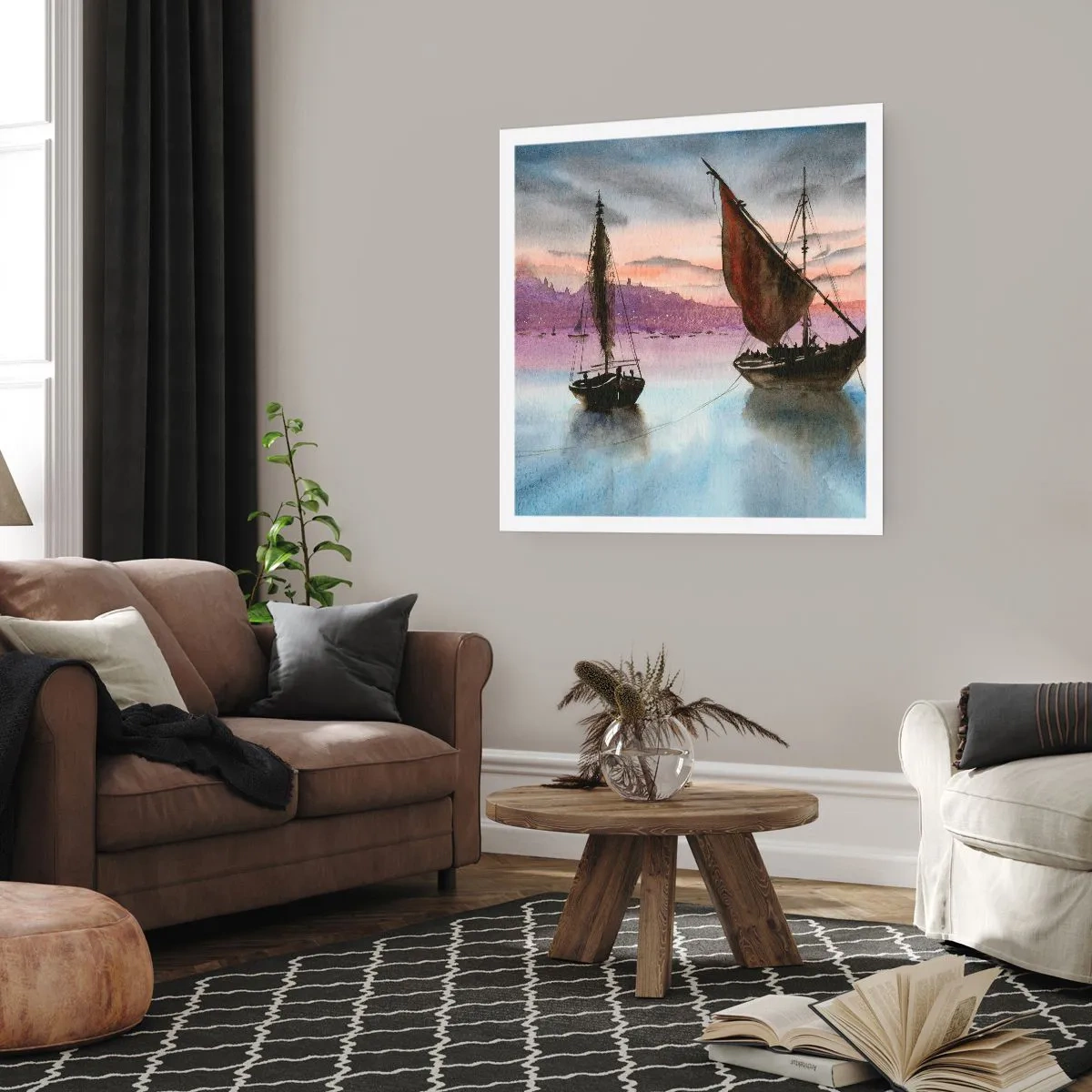 Poster - La sera nel porto - 60x60 cm