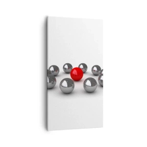 Quadro su tela - Stampe su Tela - Cerchio in argento e rosso - 55x100 cm