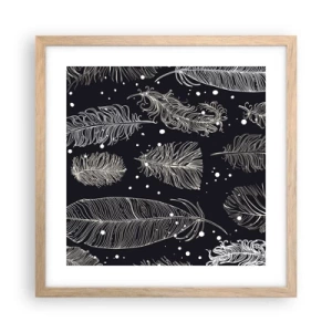 Poster in cornice rovere chiaro - Pizzo piumato - 40x40 cm