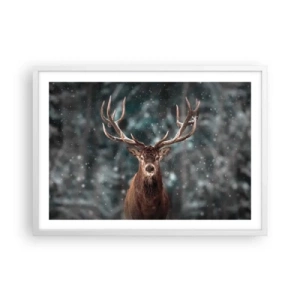 Poster in cornice bianca - Il re del bosco incoronato - 70x50 cm
