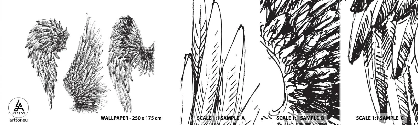 Campione Di Fotomurale Standard Eco - Anche tu puoi essere un angelo - Piuma di uccello, Ali, Grafica - 100x30 cm