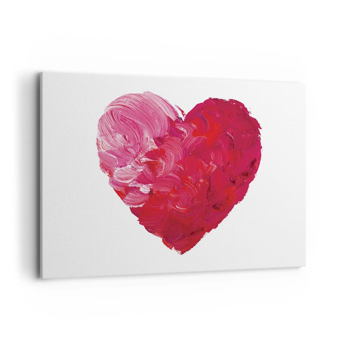 Quadro su tela - Stampe su Tela - Un cuore rosa e rosso dipinto con un pennello - 100x70cm - All you need is love - Decorazione murale moderna per soggiorno e camera da letto ARTTOR