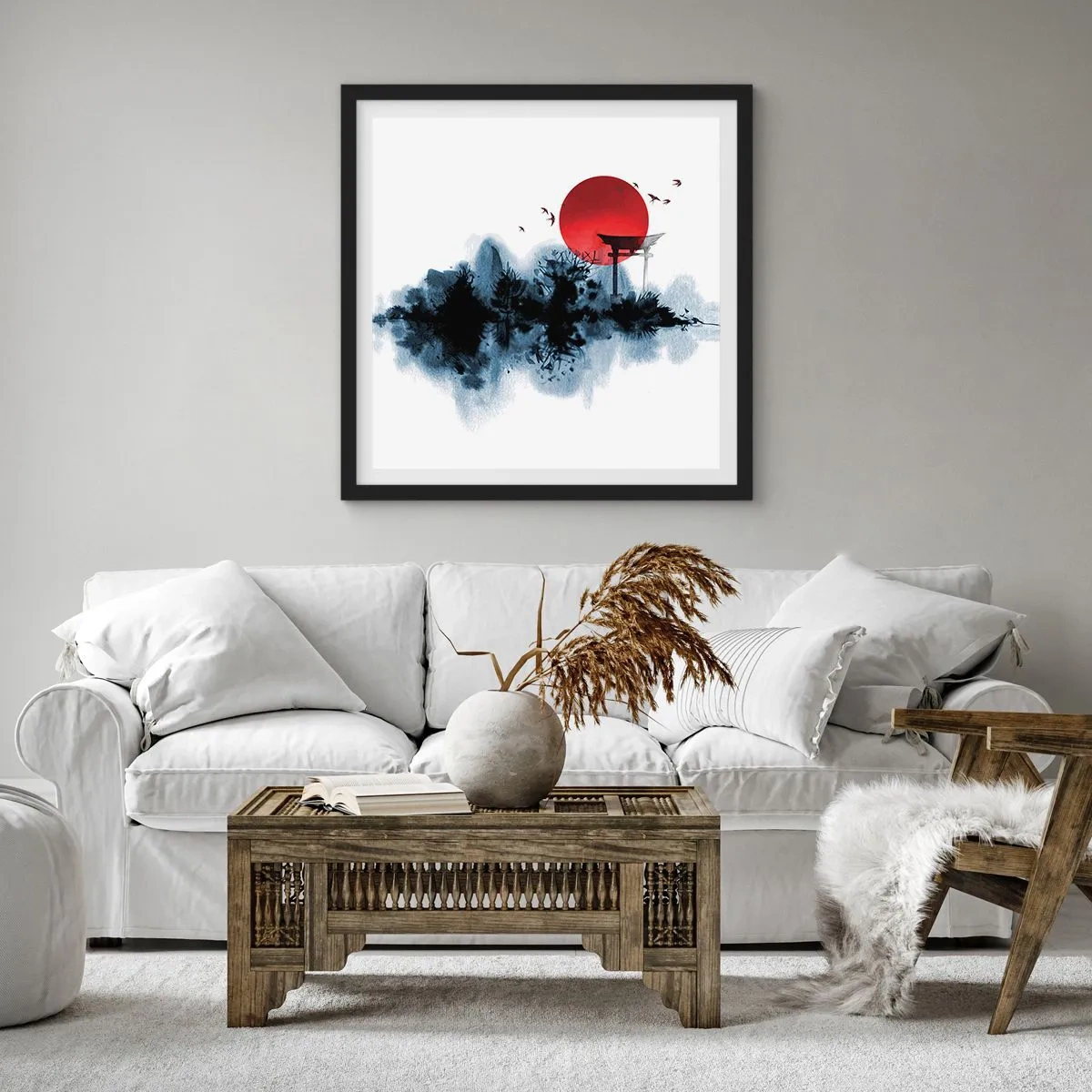 Poster in cornice nera - Vista giapponese - 30x30 cm