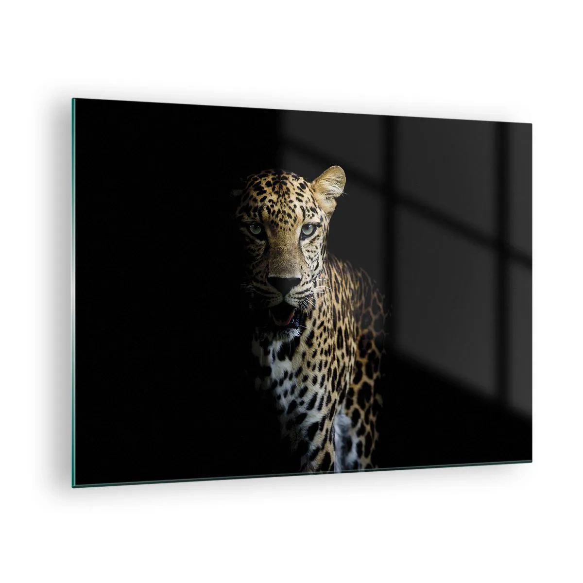 Quadro su vetro - Leone nell'ombra - 70x50cm - Bellezza tenebrosa - Decorazione murale moderna per soggiorno e camera da letto ARTTOR