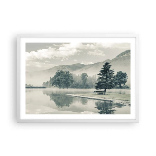 Poster in cornice bianca - Il lago dorme ancora - 70x50 cm