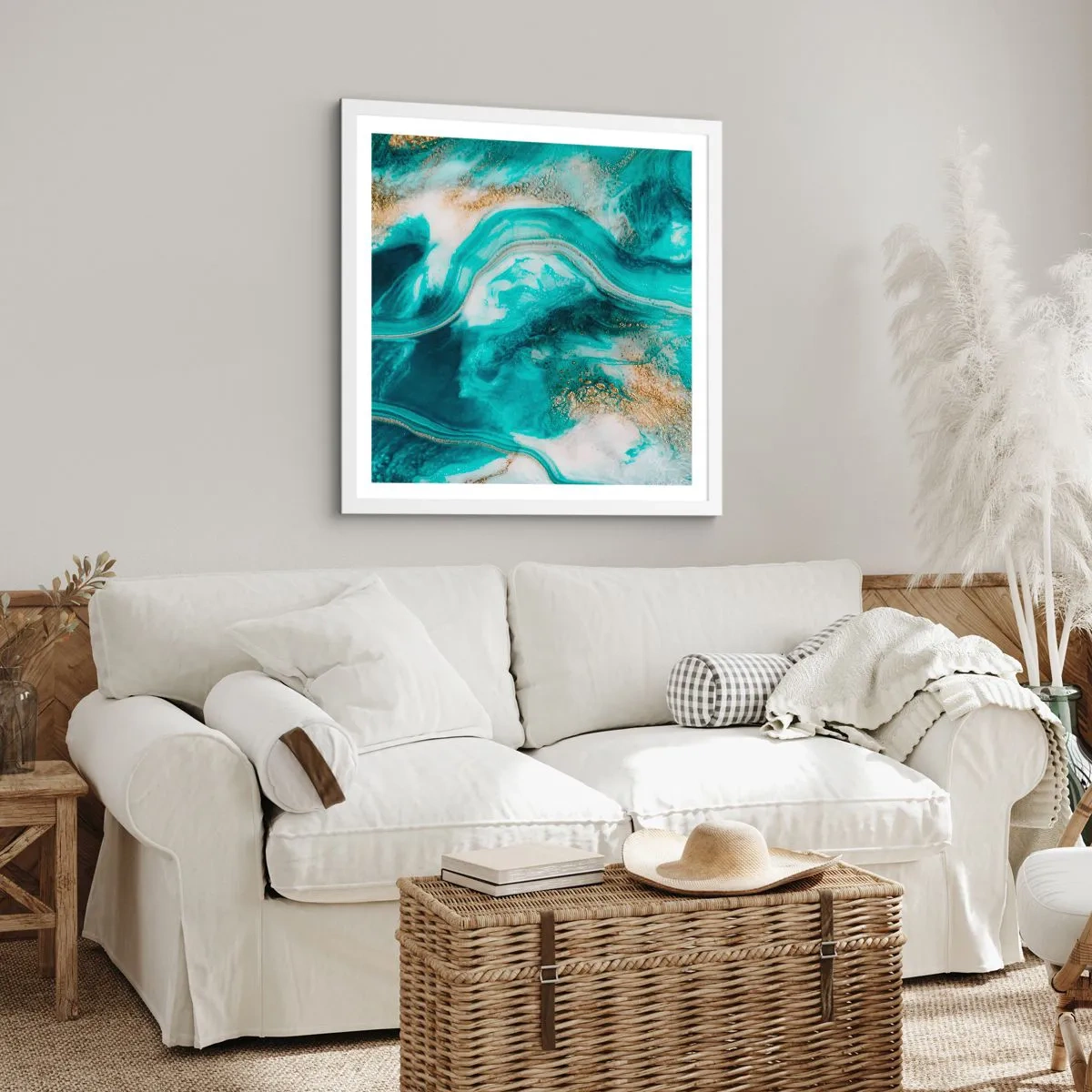 Poster in cornice bianca - Il fiume d'oro - 60x60 cm