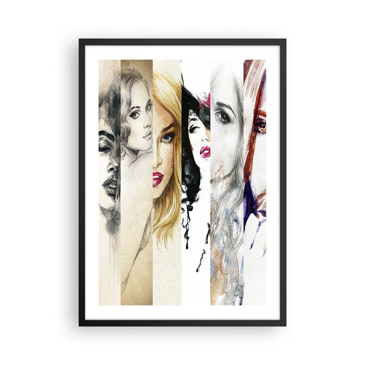 Poster in cornice nera - Ritratti di donne in vari stili artistici - 50x70cm - E sei sempre tu - Decorazione murale moderna per soggiorno e camera da letto ARTTOR