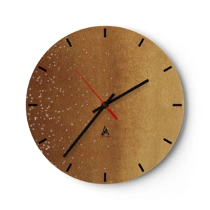 Orologio da parete - Orologio in Vetro - Un motivo astratto dorato con riflessi e texture sottili. - 30x30cm - La nascita della luce - Decorazione murale moderna per soggiorno, cucina e camera da letto ARTTOR