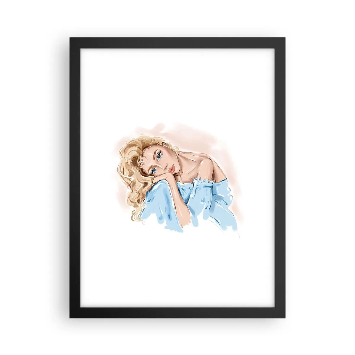Poster in cornice nera - Sognante nel blu - 30x40 cm