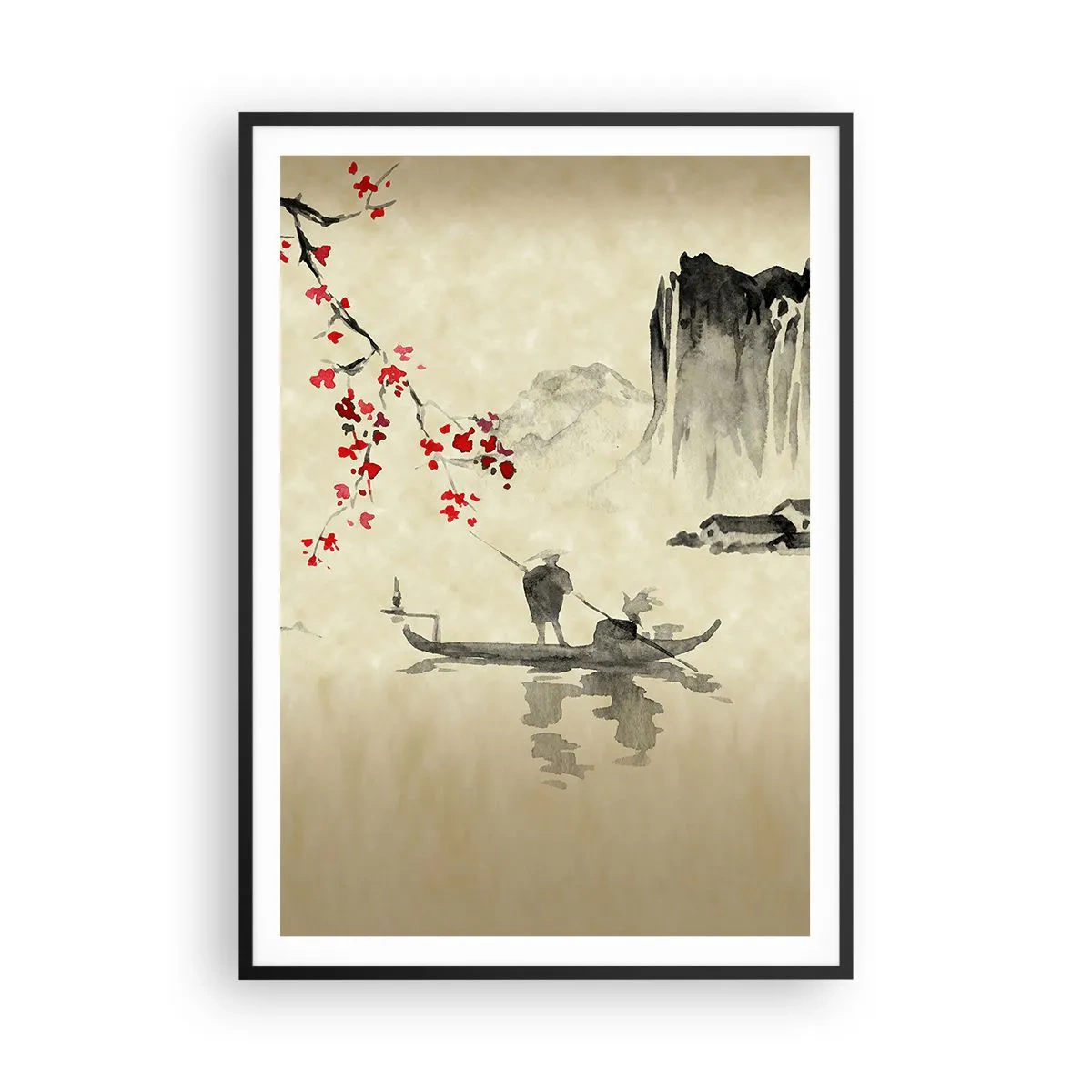 Poster in cornice nera - Nel paese dei ciliegi in fiore - 70x100 cm