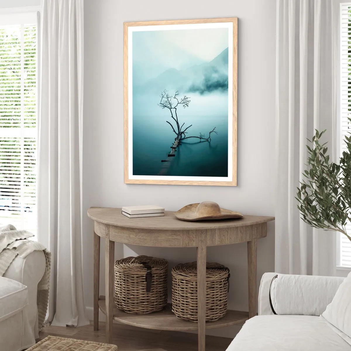 Poster in cornice rovere chiaro - Dall'acqua e dalla nebbia - 40x50 cm