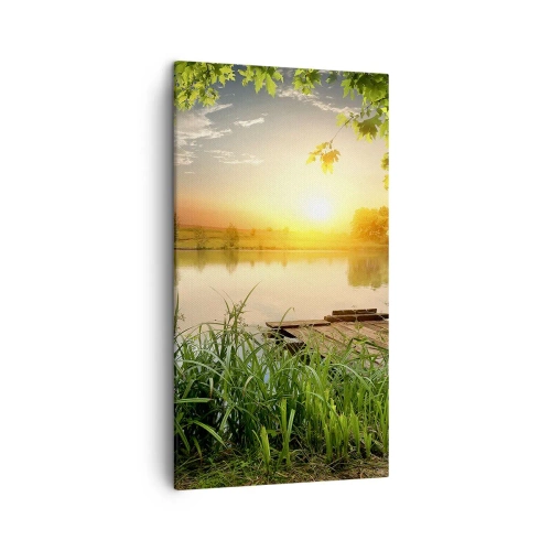 Quadro su tela - Stampe su Tela - Paesaggio incorniciato di verde - 45x80 cm