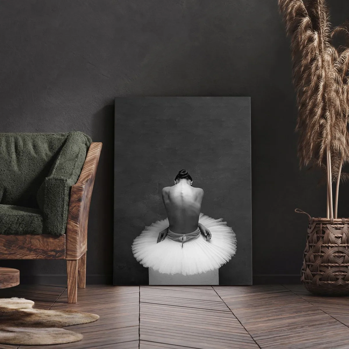 Quadro su tela - Stampe su Tela - Una ballerina in una posa classica su uno sfondo scuro. - 50x70cm - Fiorisce adesso - Decorazione murale moderna per soggiorno e camera da letto ARTTOR