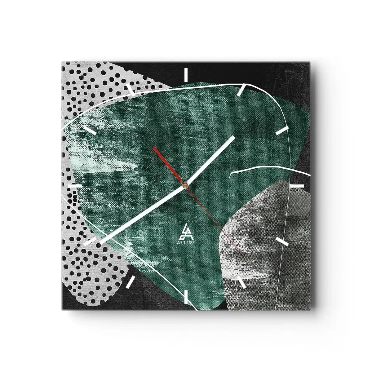 Orologio da parete - Orologio in Vetro - Astrazione colorata con petalo d'oro - 40x40 cm